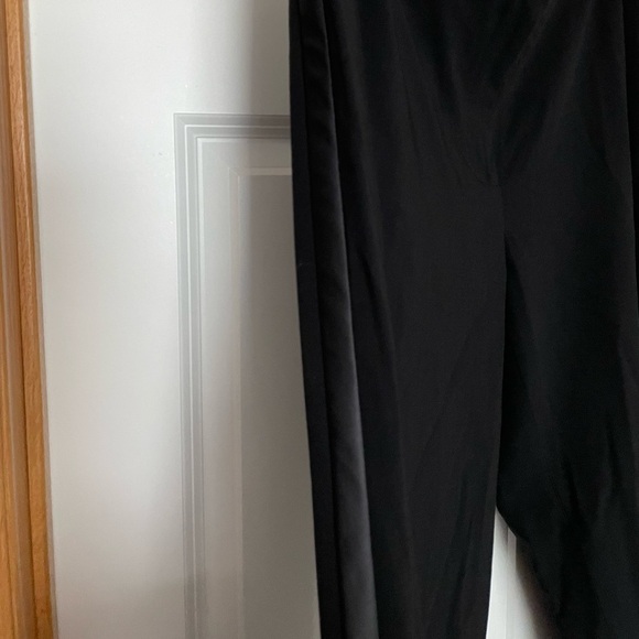 Eileen Fisher Black Tuxedo Style Trouser Pants Virgin Wool Blend Size Medium - Picture 2 of 12